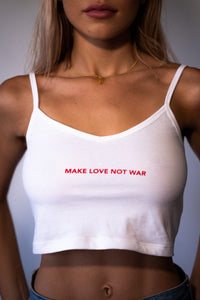MAKE LOVE NOT WAR CROP GYPSY TRADER